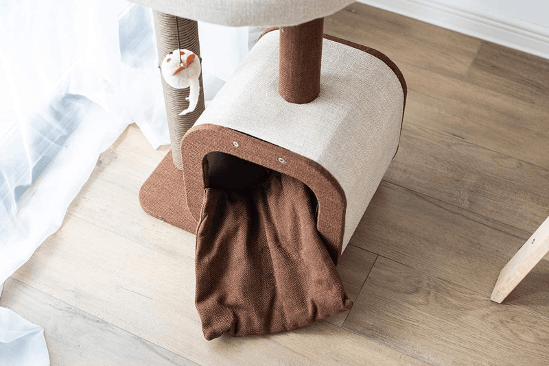 Catry Kitten Cat Tree Condo with Paper Rope Covered Scratching Post Activity Center for Climbing Relaxing and Playing Natural Jute Fiber Pet Stand Animals & Pet Supplies > Pet Supplies > Cat Supplies > Cat Beds Catry   