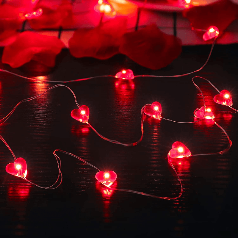 CAUINS Valentines Day Decorative Lights Red Heart Fairy String Lights Twinkle String of Hearts, 13Ft 40 LED Waterproof Silver Wire Lights for Valentine’S Day Gift Wedding Decor Party Ornaments Home & Garden > Decor > Seasonal & Holiday Decorations CAUINS   