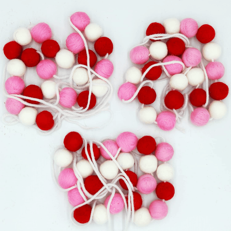 CAVLA 3 Pieces Valentine'S Day Felt Ball Garlands Valentines Day Red Pink White Pom Pom Garlands 1 Inch Valentines Pompom Ball Banner for Mother'S Day Wedding Engagement Hanging Decorations Home & Garden > Decor > Seasonal & Holiday Decorations CAVLA   