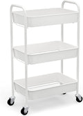CAXXA 3-Tier Rolling Metal Storage Organizer - Mobile Utility Cart, Kitchen Cart with Caster Wheels (Black) Home & Garden > Household Supplies > Storage & Organization CAXXA White  