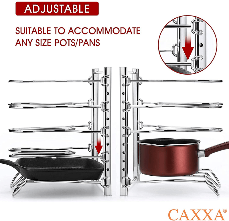 CAXXA Heavy Duty Pan Rack, Pot Lid Rack, Kitchen Cabinet Pantry Cookware Organizer Rack Holder | 5 Adjustable Dividers, Chrome Home & Garden > Kitchen & Dining > Food Storage CAXXA   