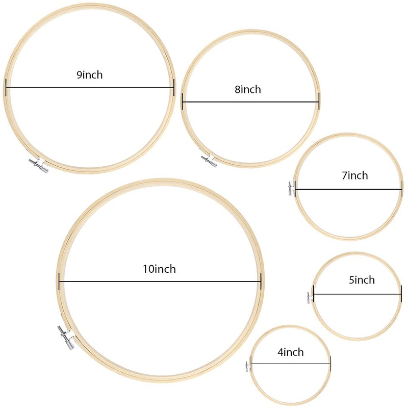 Caydo 6 Pieces Embroidery Hoop Set Bamboo Circle Cross Stitch Hoop Ring 4 inch to 10 inch for Embroidery and Cross Stitch Arts & Entertainment > Hobbies & Creative Arts > Arts & Crafts > Art & Crafting Tools > Craft Measuring & Marking Tools > Stitch Markers & Counters Caydo   