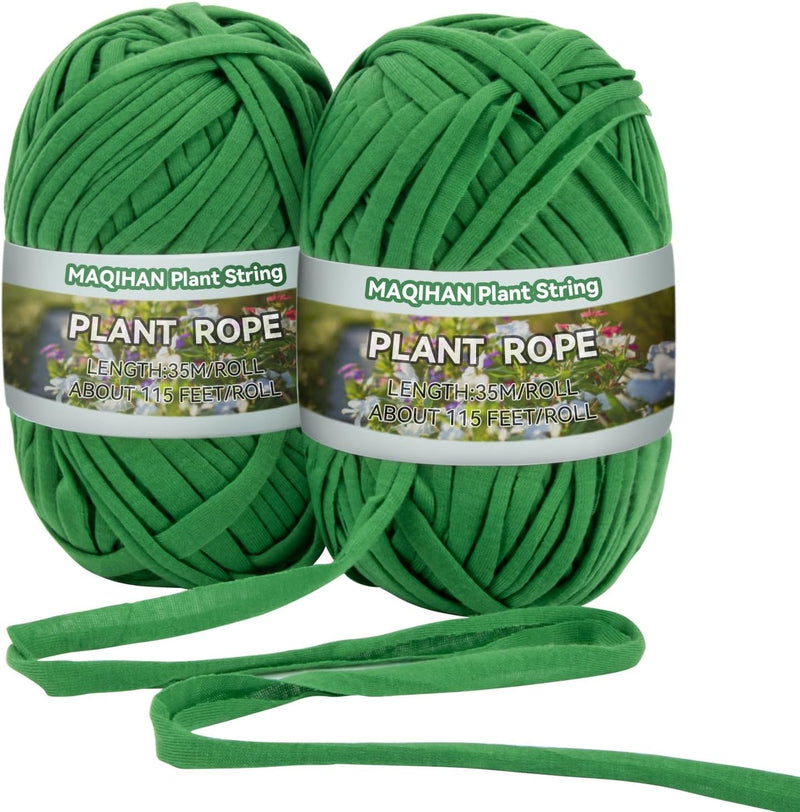 2 Pack Garden String - Plant Ties,Garden Twine,Gardening Tape,Tree Support, Stretchy Ttrap for Plants,Trees,Flowers,Green Soft Plant Ties for All Plants All Gardeners(35M/Roll,115Ft)