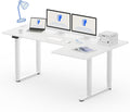 FLEXISPOT Dual Motor 4 Legs L Shaped Standing Desk Corner Desk Computer Electric Sit Stand up Desk Height Adjustable Desk Home Office Table with Splice Board, 71X43 White