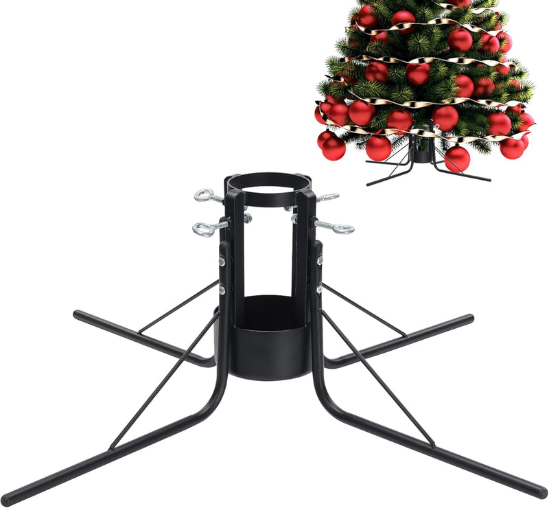 Christmas Tree Stand for Real Trees - Suitable for 1.5 to 4.3 Inch Tree Trunks, Providing Stable Support for up to 7 Feet of Christmas Trees, Secure Detachable Metal Christmas Tree Base