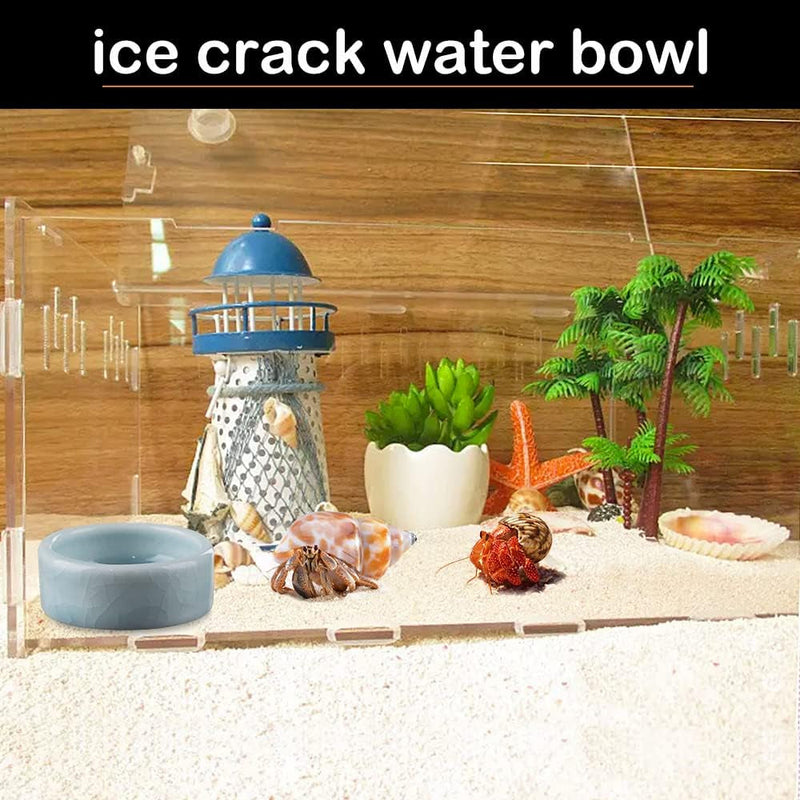 4 Pcs Ceramic Spider Micro Water Bowl, Ice Crack Design Hermit Crab Dish Tiny Bowl for Hermit Crab Tarantula Millipede Tiny Reptile (1.45" D, 0.55" H)