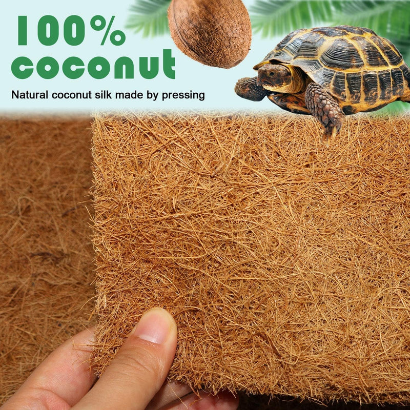 BWOGUE Reptile Carpet Natural Coconut Fiber Tortoise Lizard Mat,3 Pack Pet Terrarium Liner for Lizard Snakes Chamelon Geckos Turtle Bedding Mat Reptile Supplies