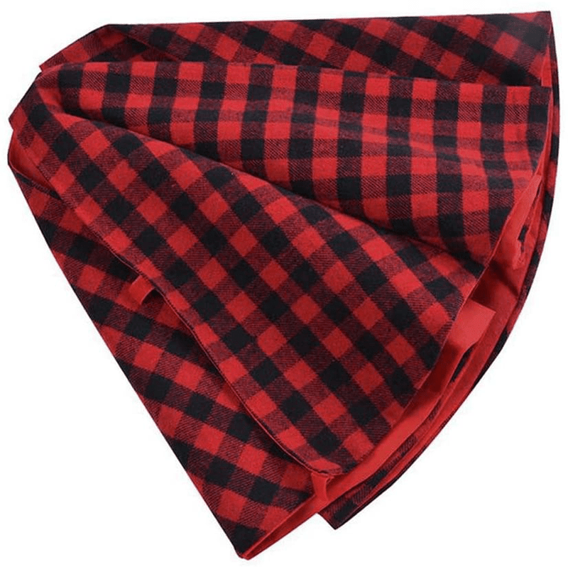 CC&SS 48 Inch Christmas Tree Skirt Red and Black Buffalo Plaid Check Tree Skirt Decorative Handicraft for Holiday Party Ornaments Christmas Decorations, Double Layers Xmas Tree Skirt Home & Garden > Decor > Seasonal & Holiday Decorations > Christmas Tree Skirts CC&SS   