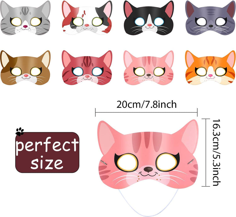 Blulu 16 Pieces Halloween Cat Masks Cat Birthday Party Supplies, Cat Masks Kitten Masks for Cat Theme Party Kitty Party