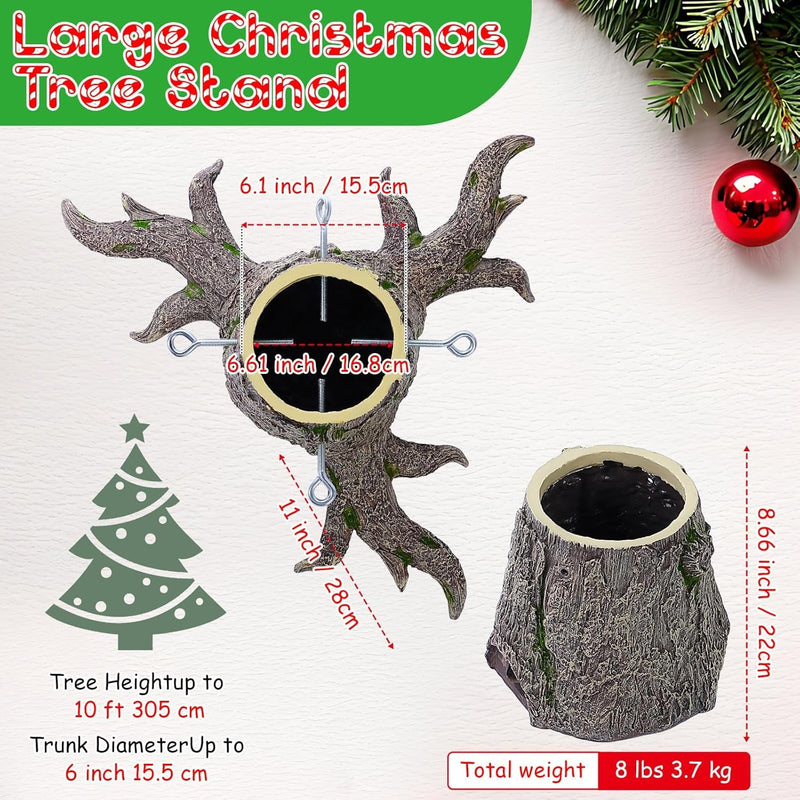 Christmas Tree Stand with Water Reservoir, Christmas Tree Stand for Real Trees, Tree Root Shape Christmas Tree Stand, Suitable to 8-10FT Tall Christmas Trees