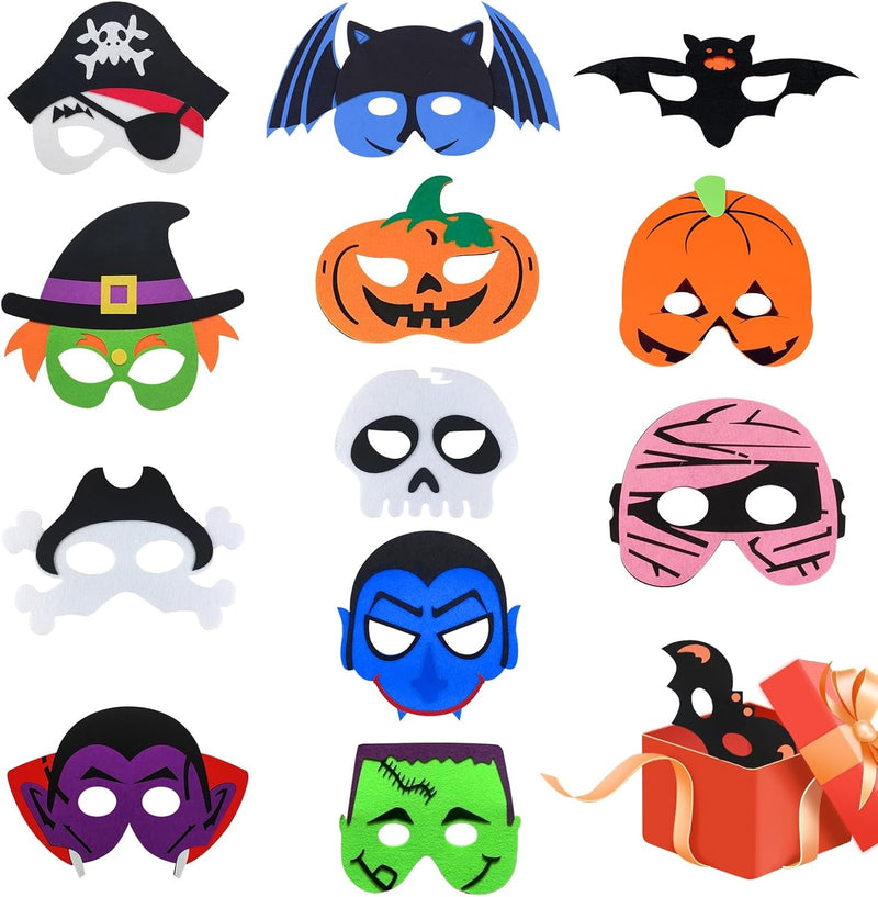 13 Packs Felt Masks, Halloween Theme Masks, Kids Costume Masks, Halloween Role-Playing Masks