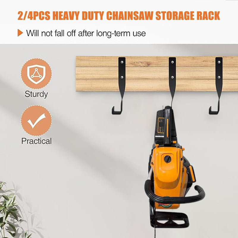 4Pcs Chainsaw Holder Wall Mount,Weed Eater Hanger,String Trimmer Storger Hook,Backpack Blower Rack Accessories and Tools for Garage Wall