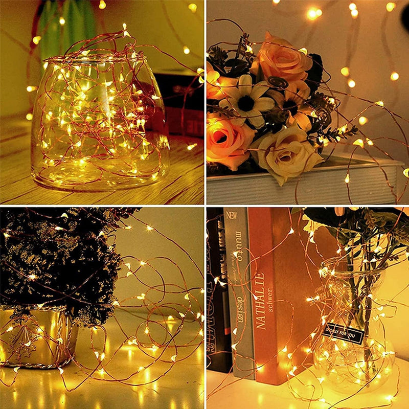20 Pack Fairy Lights Battery Operated 3.3Ft 20 LED Mini String Lights Copper Wire Firefly Starry Lights for Mason Jars Wedding Centerpieces Party Christmas Decor, Warm White