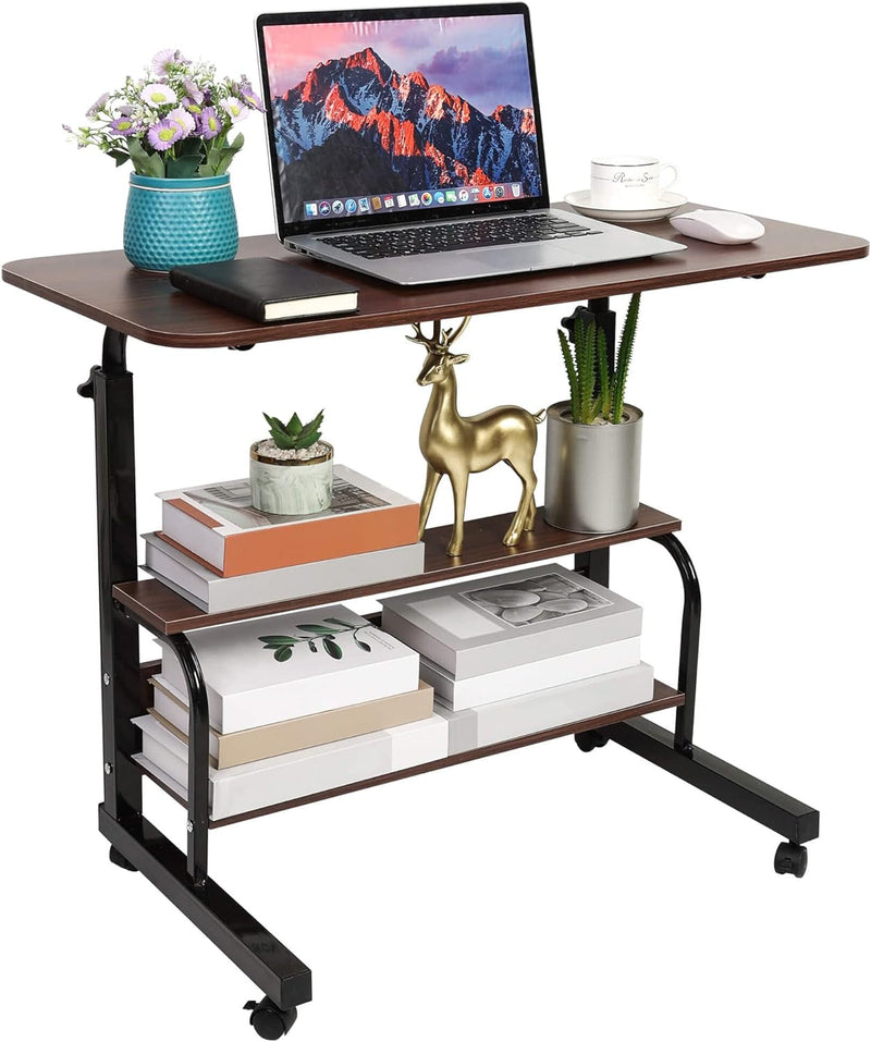 Desk Student Computer Desk Portable Home Office Furniture Small Space Desk 15.7 * 31.5 Brown Gaming Table Adjustable Height Mobile Home Office Desk