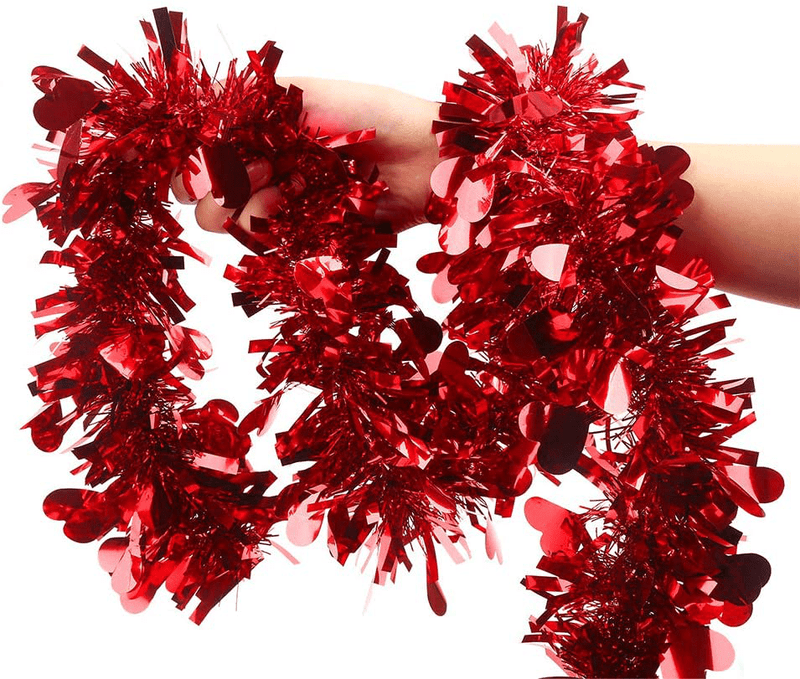CCINEE 33FT Valentine'S Day Tinsel Garland,Red Heart Metallic Garland Decor for Wedding Party Hanging Decoration Supply Home & Garden > Decor > Seasonal & Holiday Decorations CCINEE   