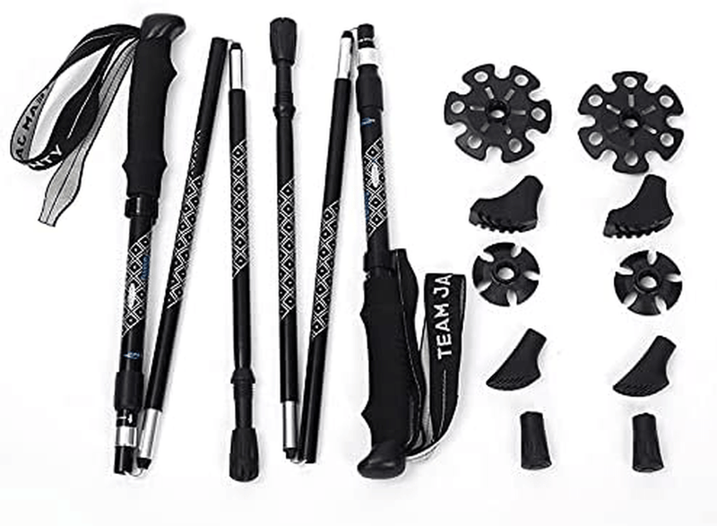 CCLINEE Travel Folding Trekking Hiking Poles (Set of 2),Collapsible Adjustable Walking Sticks Portable Mobility Aid for Walker Hikers Gift