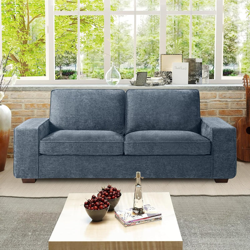 EASELAND 71.25" Loveseat Sofa Couch for Living Room, Chenille Modern Sofa Couch, Deep-Seated Sofa with Solid Wood, Metal and Removable Cover Easy to Install (2 Seats, Dark Grey)