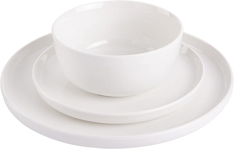 Gibson Home Oslo 12-Piece Porcelain Dinnerware Set, White,Service for 4 (12Pcs)