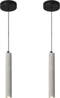 Concrete Linear Pendant Light,Modern Industrial Hanging Cement Pendant Lighting Fixture for Kitchen Island Dinning Room Bedroom Bedside Table Pendant Lights(3-Pack)