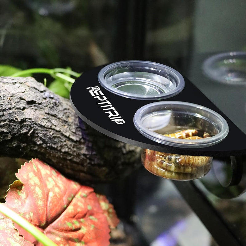 Gecko Feeding Ledge with 6Pcs Crested Gecko Food Dish, Reptile Food Dish for Crested Gecko Leopard Gecko Chameleon, Magnet Adsorption, Acrylic