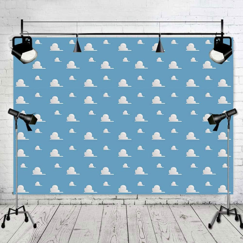 7X5Ft It'S a Boy Story Themed Birthday Party Photography Backdrops Blue Sky White Clouds Baby Shower Photo Background Kids Hero Photo Booth Studio Props Vinyl