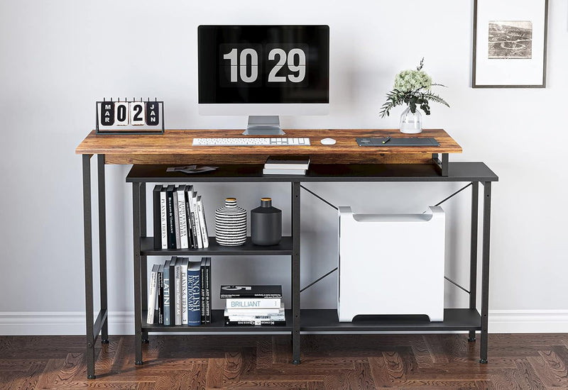 Cubicubi L Shaped Desk, Computer Coner Desk, Home Office Writing Desk, Side Removable with Storage Shelves, Gray