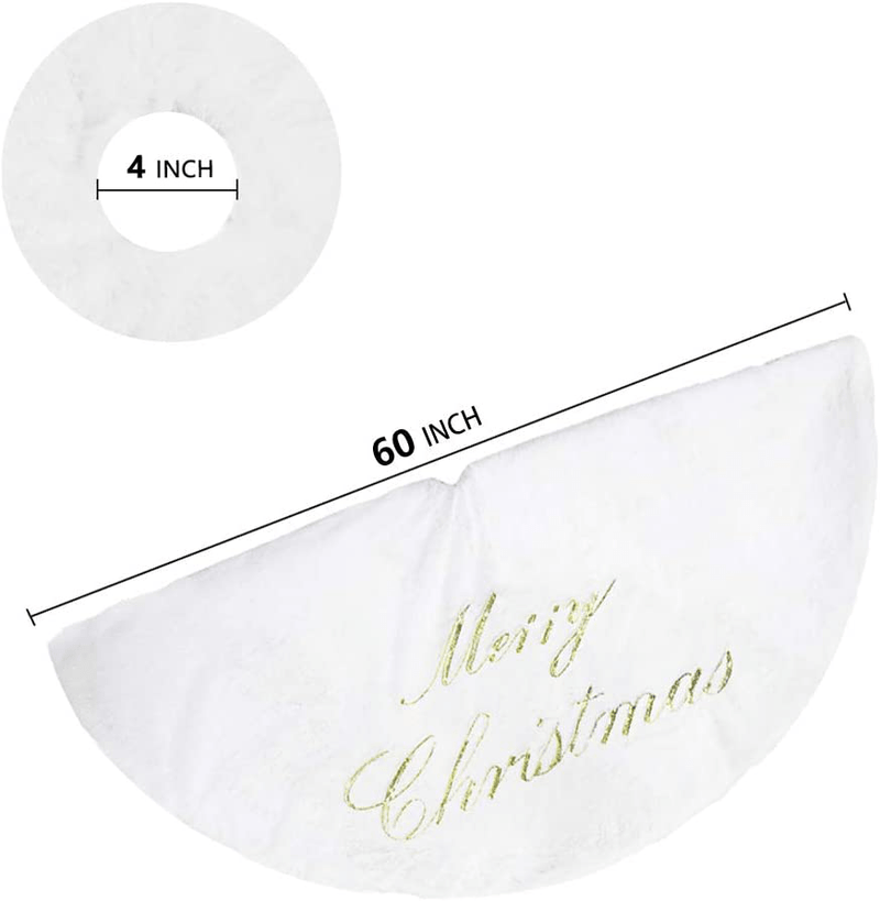 CDBZ Christmas Tree Skirt 60 inches Large Snowy White Faux Fur Christmas Tree Skirt for Christmas Holiday Decorations Indoor Outdoor…