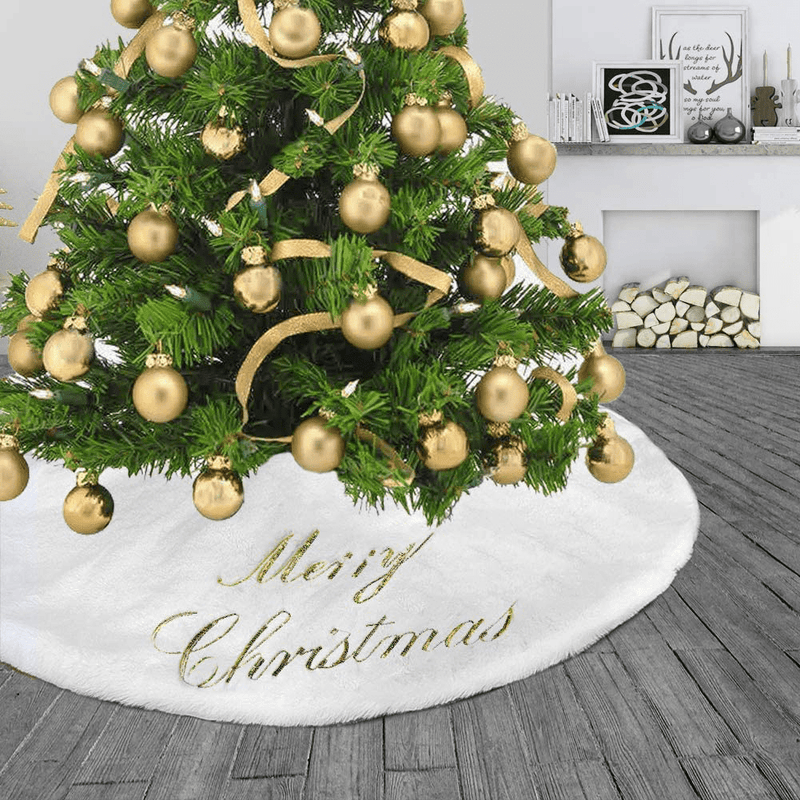 CDBZ Christmas Tree Skirt 60 inches Large Snowy White Faux Fur Christmas Tree Skirt for Christmas Holiday Decorations Indoor Outdoor…