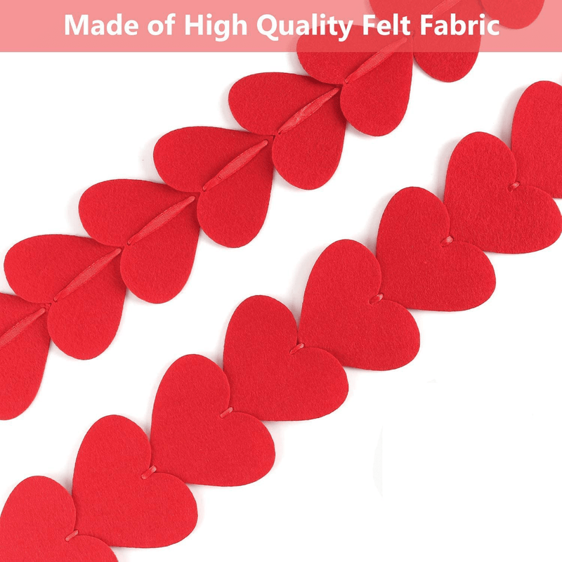 Cdlong 96Pcs Red Hearts Felt Valentines Decorations - Felt Red Hearts & Love Hanging Valentine Décor - Valentines Day Decorations - Valentines Wedding Anniversary Party Supplies