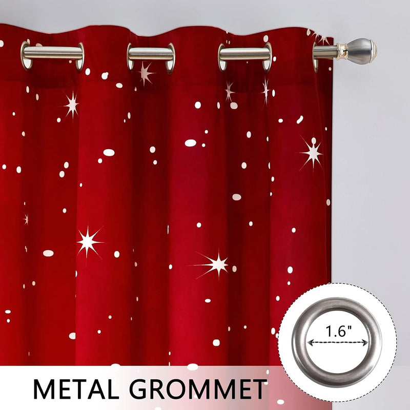 CAROMIO Christmas Curtains for Living Room 2 Panel Sets, Red Velvet Window Curtains 84 Inches Long, Floral Snowflake Decoration Curtains, Thermal Insulated Room Darkening Curtains, 52 X 84 Inches