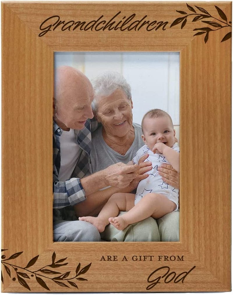 Cedar Crate Market Grandchildren Are a Gift from God, Engraved Natural Wood Photo Frame Fits 5X7 Horizontal Portrait for Grandparents, Grandparent'S Day, Grandma Gifts, Grandpa Gifts Home & Garden > Decor > Picture Frames Cedar Crate Market 4x6 Vertical  