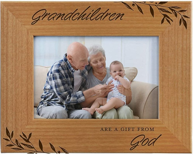Cedar Crate Market Grandchildren Are a Gift from God, Engraved Natural Wood Photo Frame Fits 5X7 Horizontal Portrait for Grandparents, Grandparent'S Day, Grandma Gifts, Grandpa Gifts Home & Garden > Decor > Picture Frames Cedar Crate Market 4x6 Horizontal  