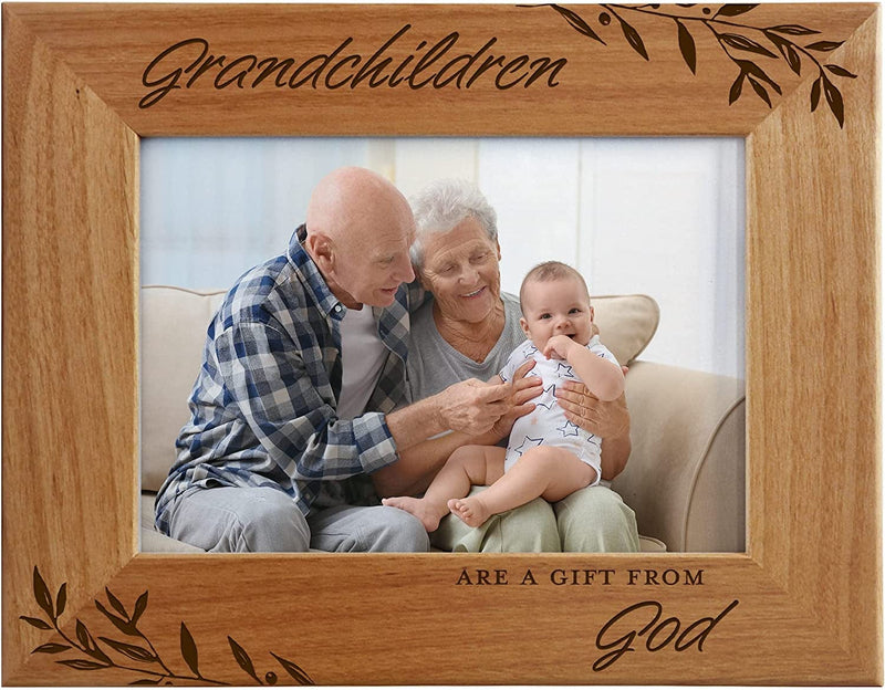 Cedar Crate Market Grandchildren Are a Gift from God, Engraved Natural Wood Photo Frame Fits 5X7 Horizontal Portrait for Grandparents, Grandparent'S Day, Grandma Gifts, Grandpa Gifts Home & Garden > Decor > Picture Frames Cedar Crate Market 5x7 Horizontal  