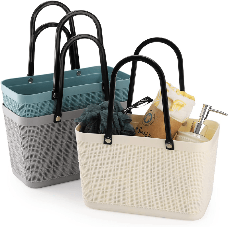 Cedilis 3 Pack Plastic Storage Basket with Handle, Portable Shower Caddy Bins Organizer, Grocery Shopping Basket, Bathroom Shower Tote for Soap, Shampoo, Conditioner, Lotion, 3 Color Sporting Goods > Outdoor Recreation > Camping & Hiking > Portable Toilets & ShowersSporting Goods > Outdoor Recreation > Camping & Hiking > Portable Toilets & Showers Cedilis   