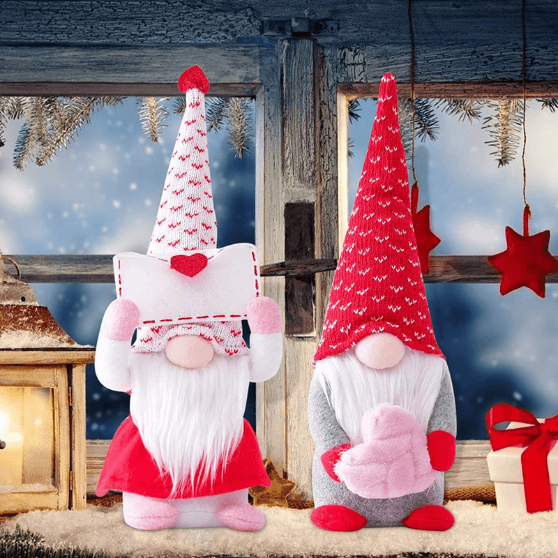 Celendi Valentines Day Decor 2 PCS Gnomes Plush Doll Dwarf for Sweet Valentine'S Day Gifts Home Decor Tabletop Figurines,Mr and Mrs Handmade Ornaments Decorations Presents for Holiday Home & Garden > Decor > Seasonal & Holiday Decorations Celendi   