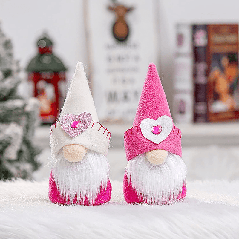Celendi Valentines Day Decor 2 PCS Gnomes Plush Doll Dwarf for Sweet Valentine'S Day Gifts Home Decor Tabletop Figurines,Mr and Mrs Handmade Ornaments Decorations Presents for Holiday Home & Garden > Decor > Seasonal & Holiday Decorations Celendi D  