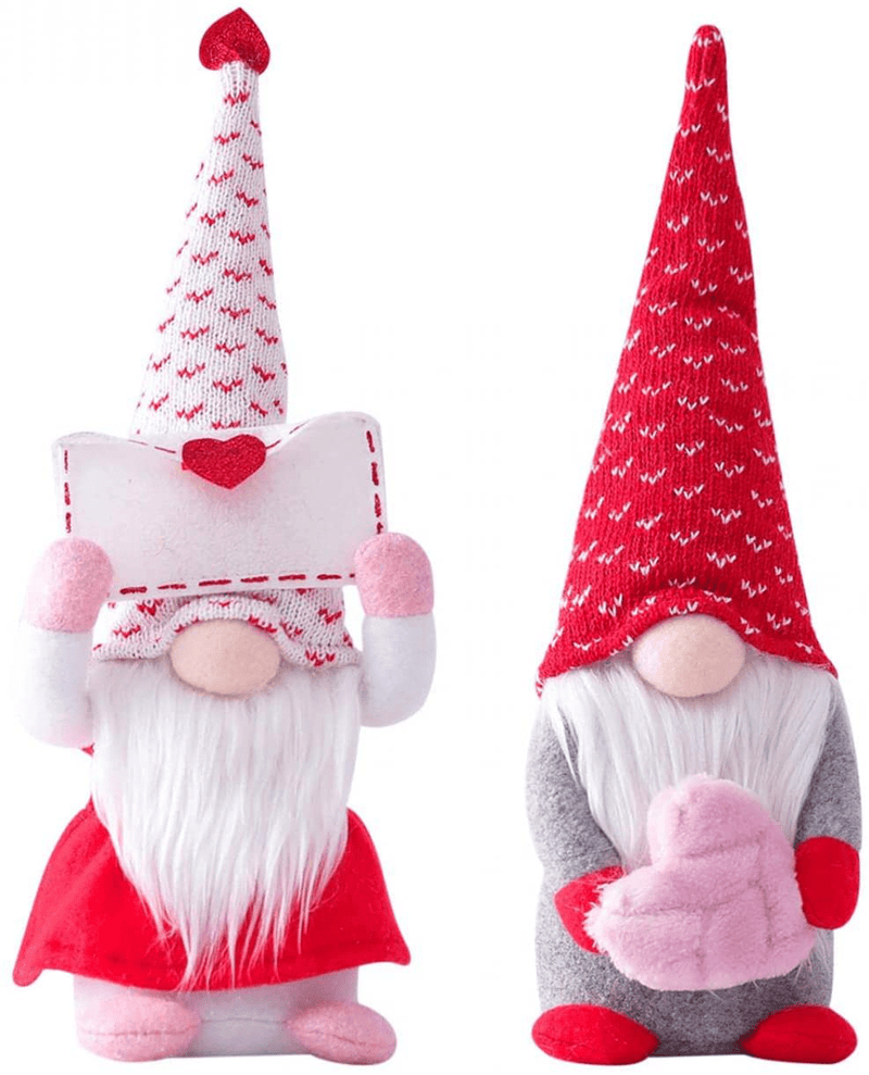 Celendi Valentines Day Decor 2 PCS Gnomes Plush Doll Dwarf for Sweet Valentine'S Day Gifts Home Decor Tabletop Figurines,Mr and Mrs Handmade Ornaments Decorations Presents for Holiday Home & Garden > Decor > Seasonal & Holiday Decorations Celendi   
