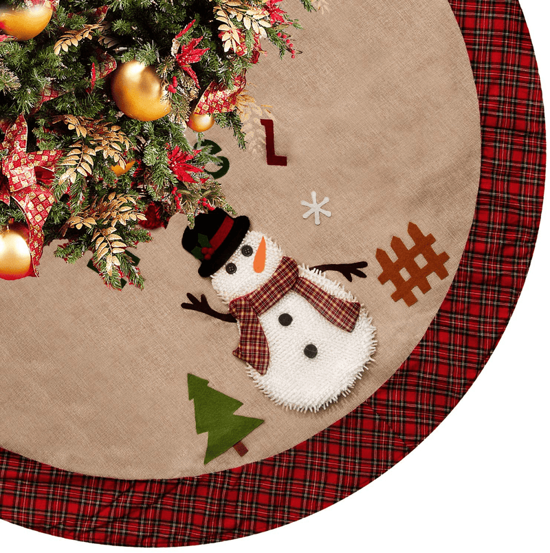 CELIVESGG 48" Christmas Tree Skirt Tree Skirt Double Layers a Fine Decorative Handicraft for Holiday Party … (Beige) Home & Garden > Decor > Seasonal & Holiday Decorations > Christmas Tree Skirts CELIVESGG Beige  