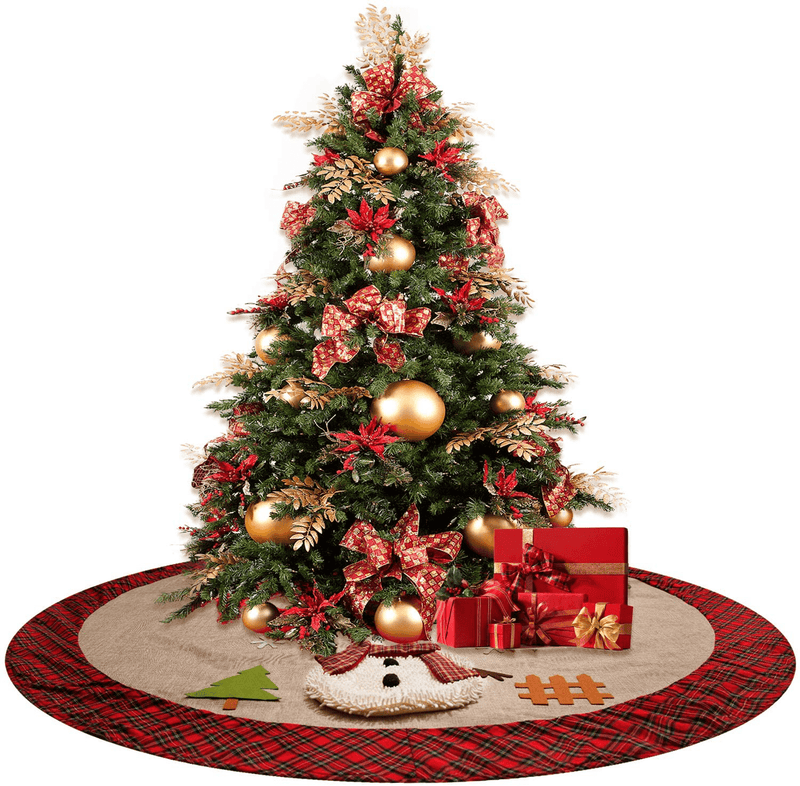 CELIVESGG 48" Christmas Tree Skirt Tree Skirt Double Layers a Fine Decorative Handicraft for Holiday Party … (Beige)