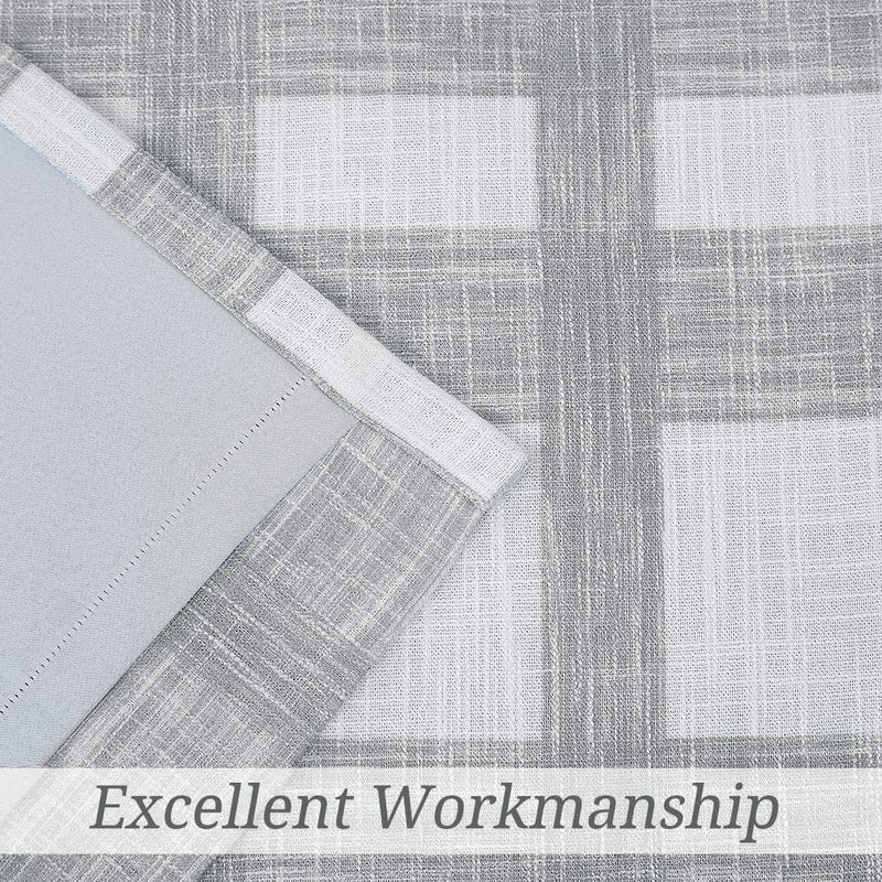 Central Park White Grey Plaid Blackout Window Curtain Buffalo Check Geometric Panel for Bedroom Living Room Grommet Top Rustic Farmhouse Room Darkening Thermal Insulated Drape, 50"X63"X2, Light Grey Home & Garden > Decor > Window Treatments > Curtains & Drapes Central Park   