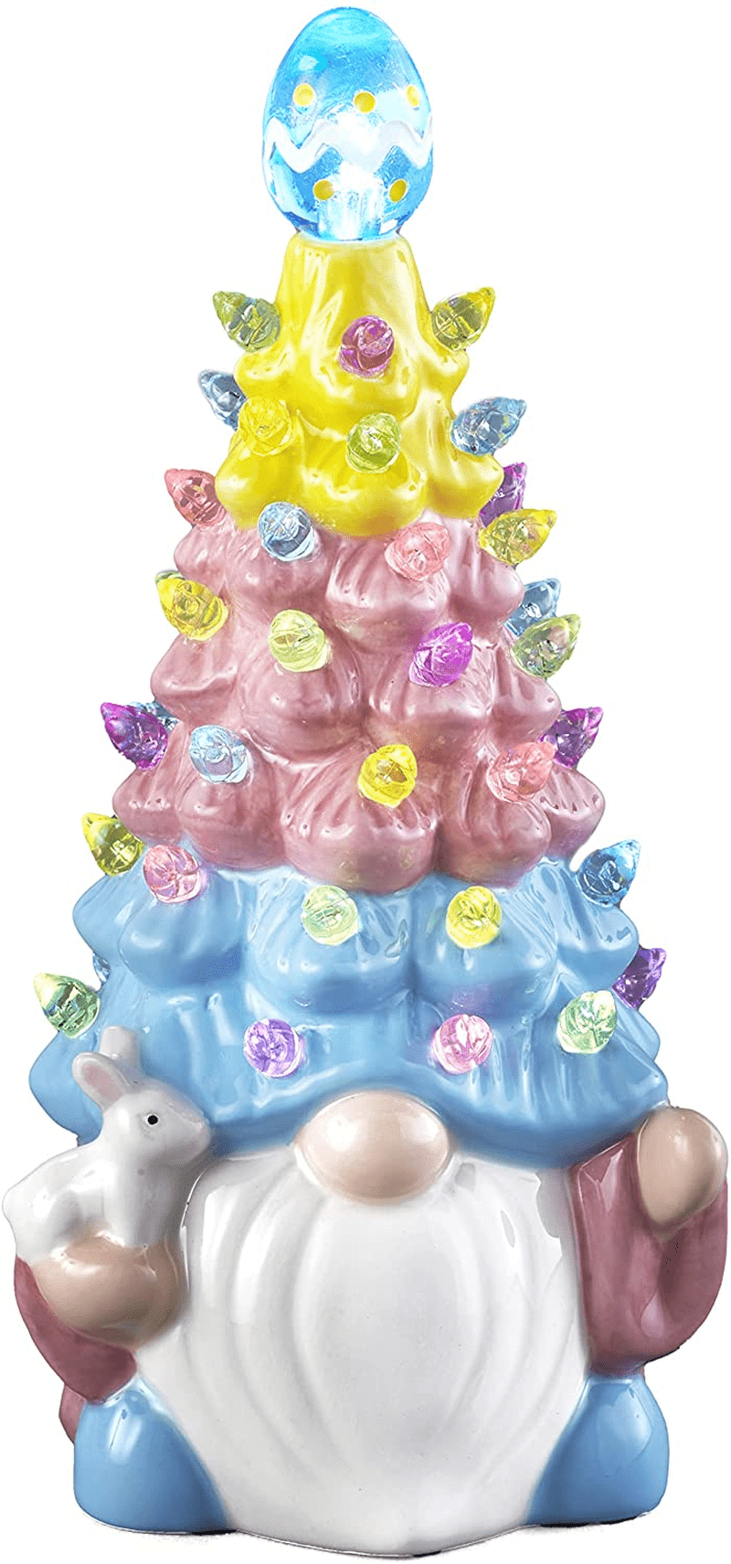 Ceramic Easter Tree - Gnome Figurine Decoration for Mantle or Table - Large