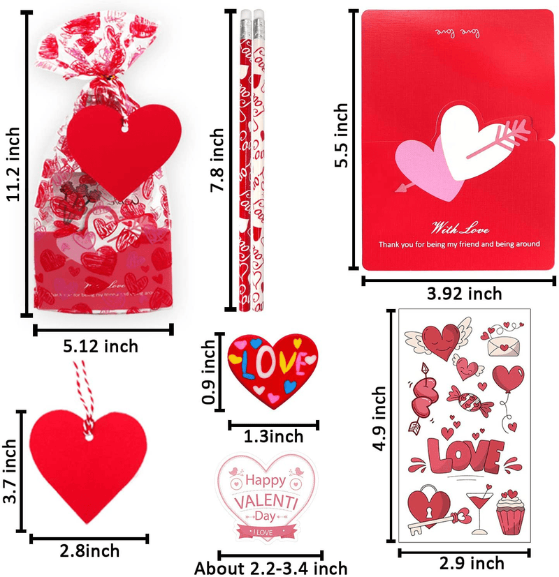 Cerlaza 28 Packs Valentines Day Gifts for Kids Classroom, Valentine Stationery Kit for School, 336 Pcs Bulk Pack Valentine Classroom Exchange for Party Favors Toys with Pencil Cards Sticker Erasers Home & Garden > Decor > Seasonal & Holiday Decorations Cerlaza   