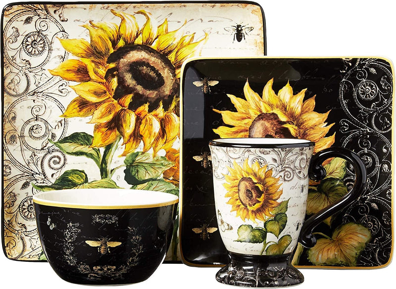 Certified International French Sunflower 16 Pc. Dinnerware Set, Service for 4, Multicolored