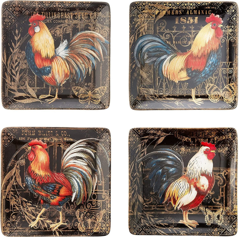 Certified International Gilded Rooster Dinnerware.Tabletop, One Size, Multicolored