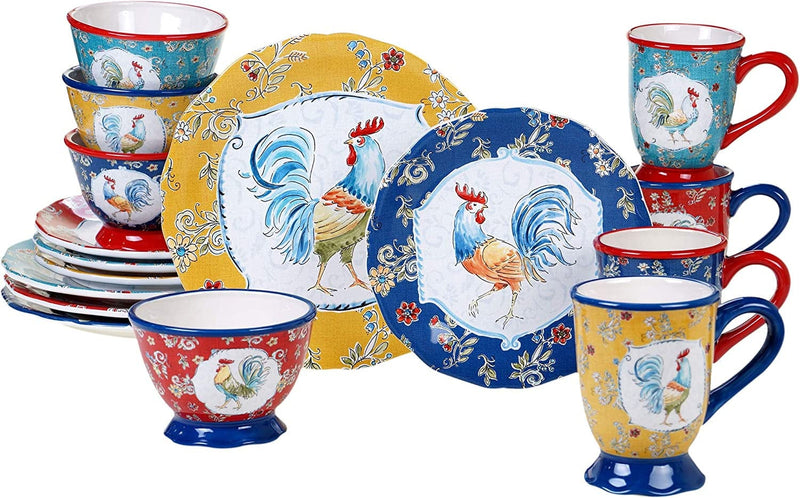 Certified International Morning Bloom 16 Piece Dinnerware Set, Service for 4, Multicolored