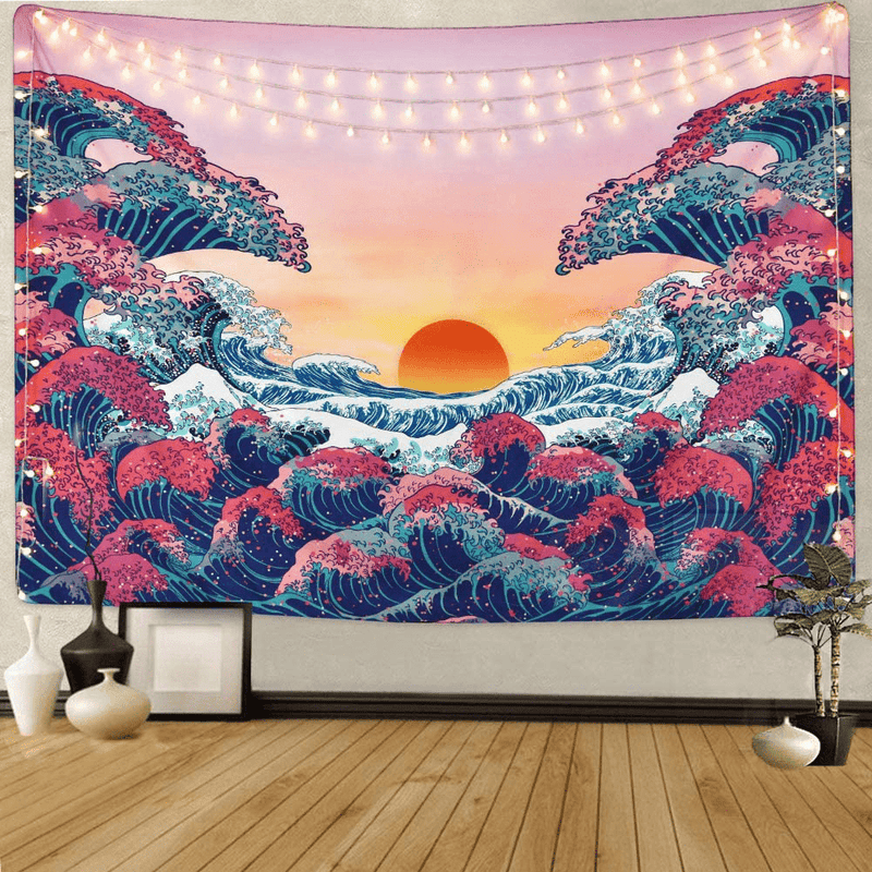 Cestbin Ocean Wave Tapestry Wall Hanging, Colorful Sea with Sun Sunset Tapestry,3D The Great Wave Tapestry Japanese Tapestry for Living Room Bedroom Dorm Decor (Ocean Wave, 51.2" x 59.1") Home & Garden > Decor > Artwork > Decorative TapestriesHome & Garden > Decor > Artwork > Decorative Tapestries Cestbin Ocean Wave 51.2" x 59.1" 