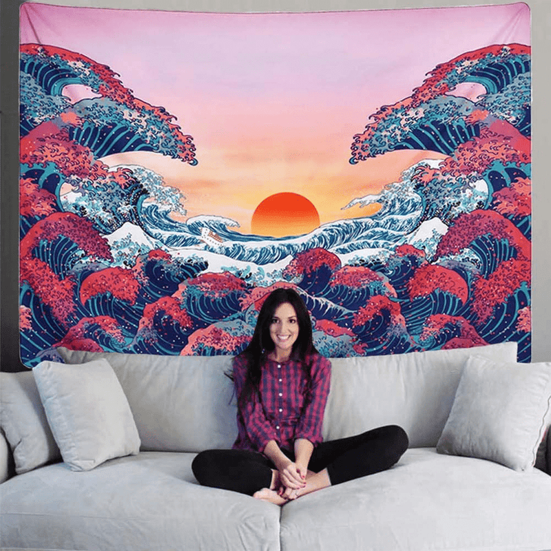 Cestbin Ocean Wave Tapestry Wall Hanging, Colorful Sea with Sun Sunset Tapestry,3D The Great Wave Tapestry Japanese Tapestry for Living Room Bedroom Dorm Decor (Ocean Wave, 51.2" x 59.1") Home & Garden > Decor > Artwork > Decorative TapestriesHome & Garden > Decor > Artwork > Decorative Tapestries Cestbin Ocean Wave 59.1" x 78.8" 
