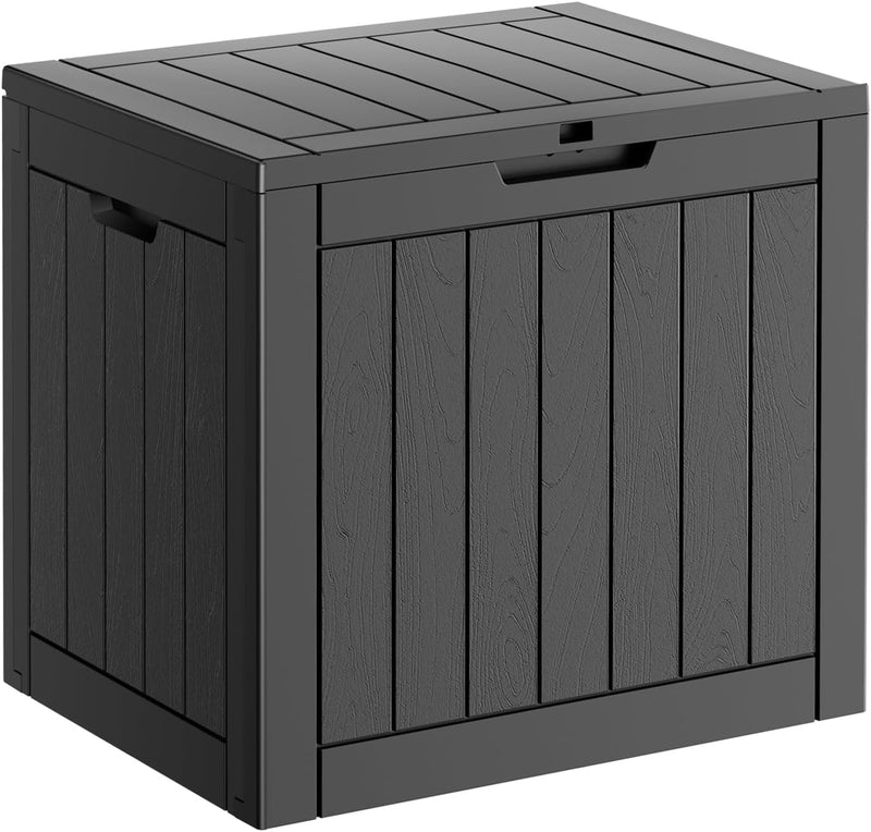 80 Gallon Resin Deck Box, Lockable Patio Outdoor Storage Box for Furniture, Garden Tools and Tools Storage, Waterproof outside Storage Box - Black