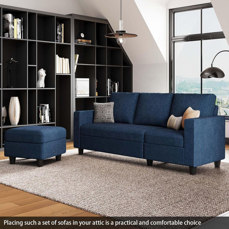Belffin Convertible Sectional Sofa, L Shaped Modern Couch, Small Couch with Reversible Chaise for Living Room and Small Space, Navy Blue