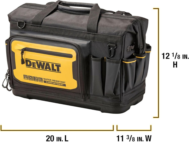 DEWALT Tool Bag, Water Resistant, Hard Bottom, 20-Inch, Professional Tool Tote with Organization (DWST560104)